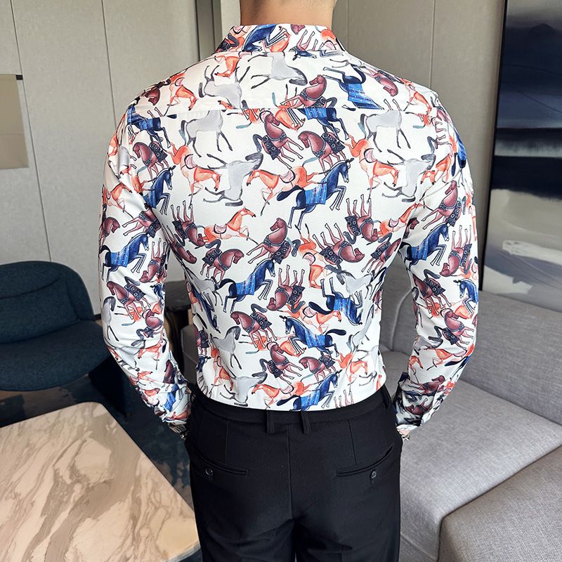 shirt men's long-sleeved Slim-free solid color professional business dress white men's suit shirt sweater T-shirt
