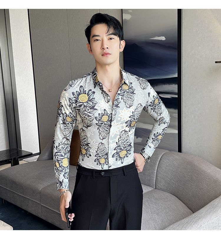 shirt men's long-sleeved Slim-free solid color professional business dress white men's suit shirt sweater T-shirt