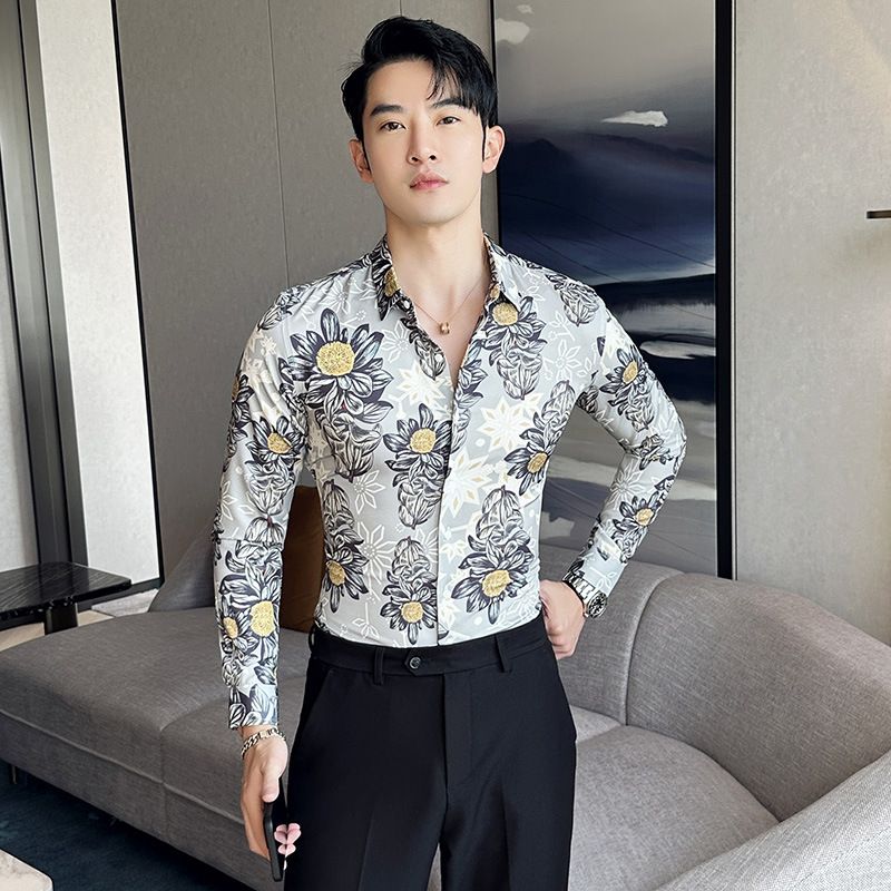 shirt men's long-sleeved Slim-free solid color professional business dress white men's suit shirt sweater T-shirt