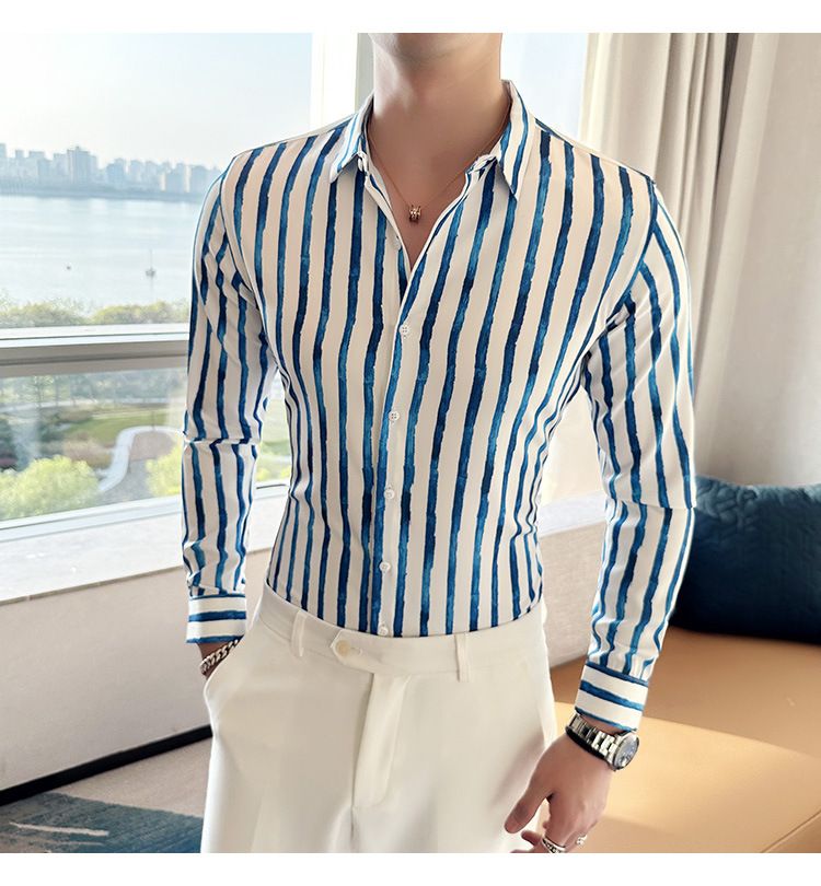 shirt men's long-sleeved Slim-free solid color professional business dress white men's suit shirt sweater T-shirt