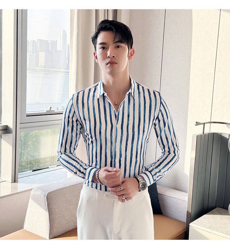 shirt men's long-sleeved Slim-free solid color professional business dress white men's suit shirt sweater T-shirt