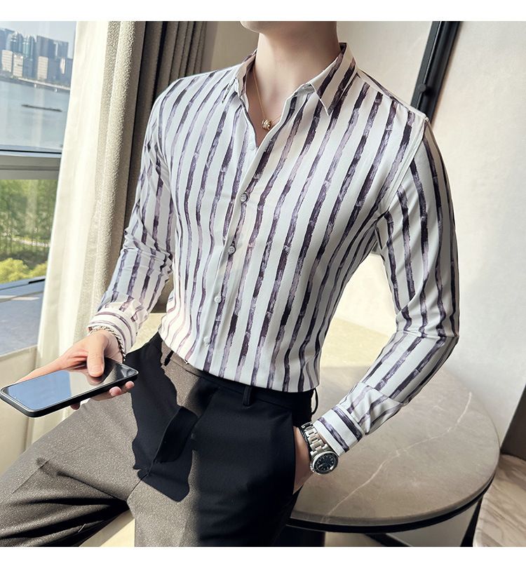 shirt men's long-sleeved Slim-free solid color professional business dress white men's suit shirt sweater T-shirt