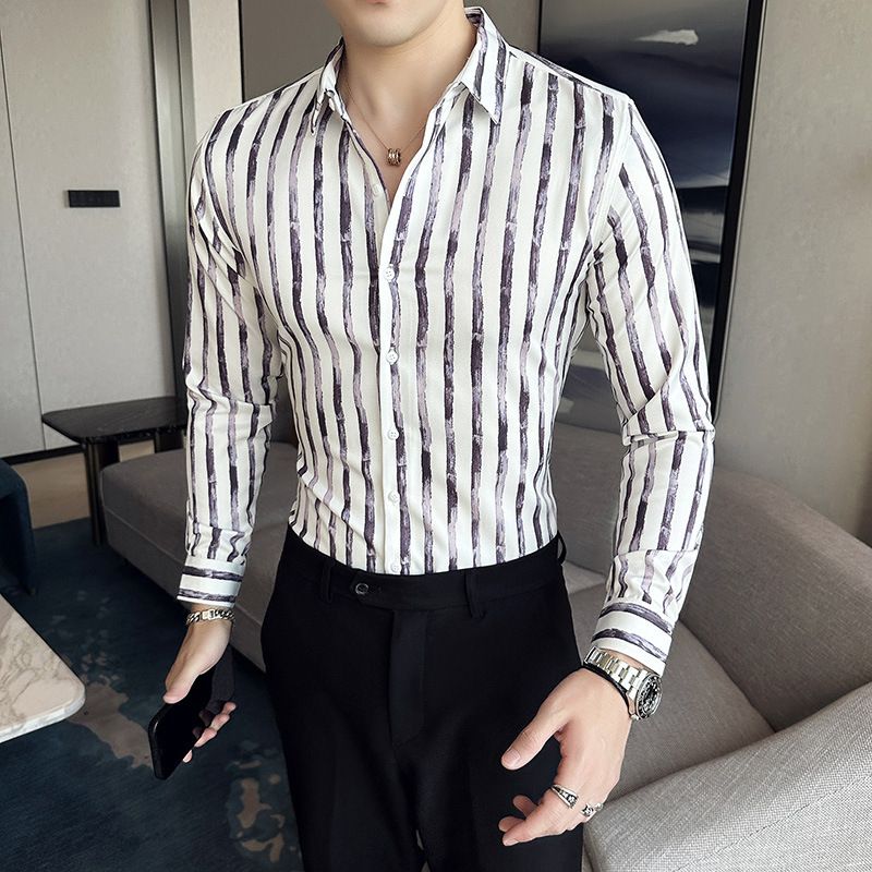 shirt men's long-sleeved Slim-free solid color professional business dress white men's suit shirt sweater T-shirt