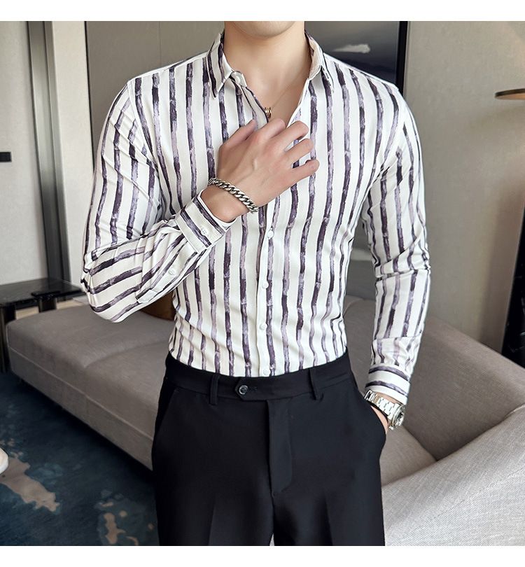 shirt men's long-sleeved Slim-free solid color professional business dress white men's suit shirt sweater T-shirt
