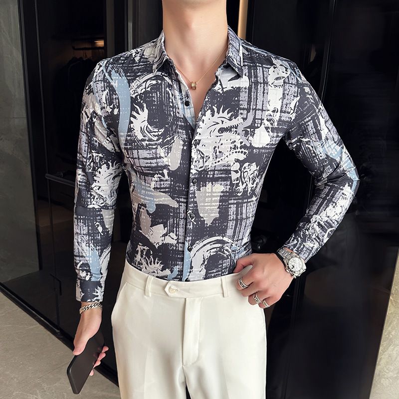 men's long-sleeved Slim-free professional business dress white men's suit shirt sweater T-shirt