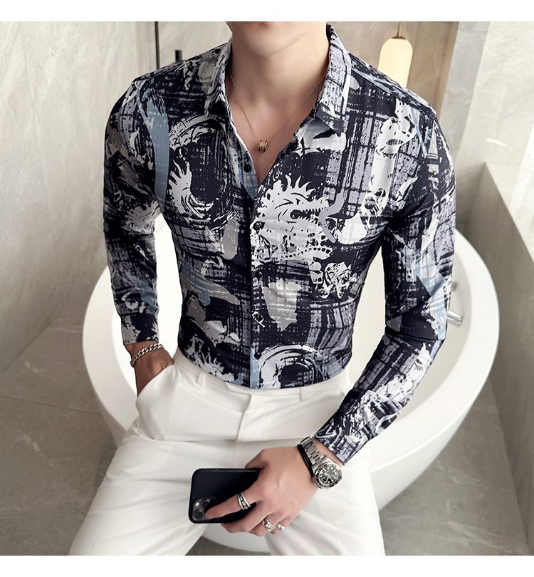 men's long-sleeved Slim-free professional business dress white men's suit shirt sweater T-shirt
