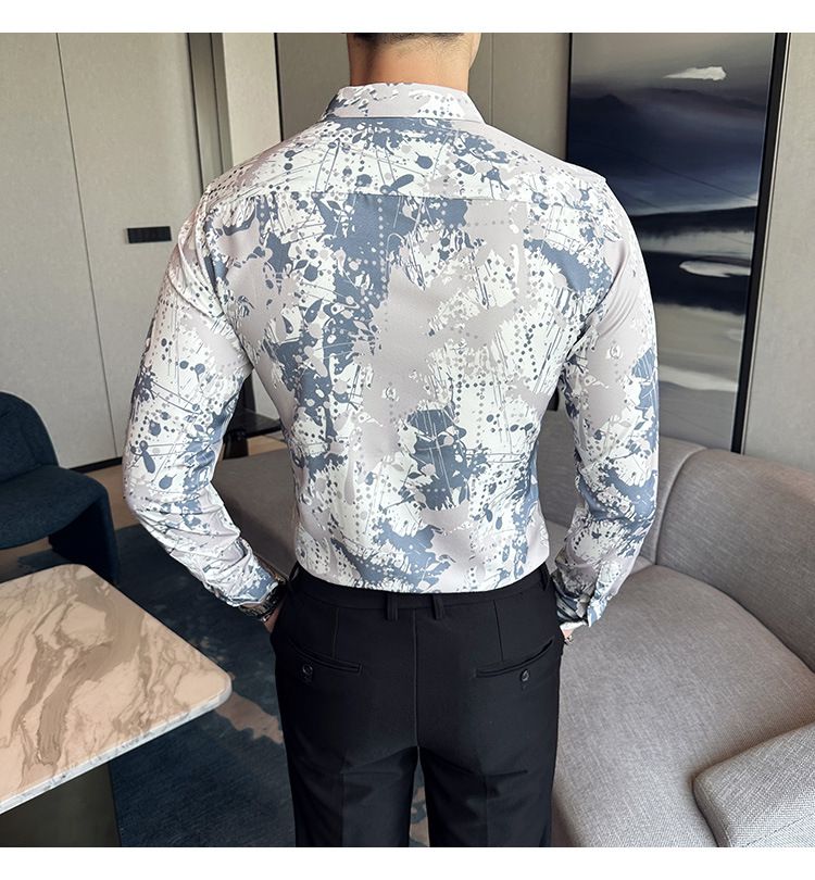 men's long-sleeved Slim-free professional business dress white men's suit shirt sweater T-shirt