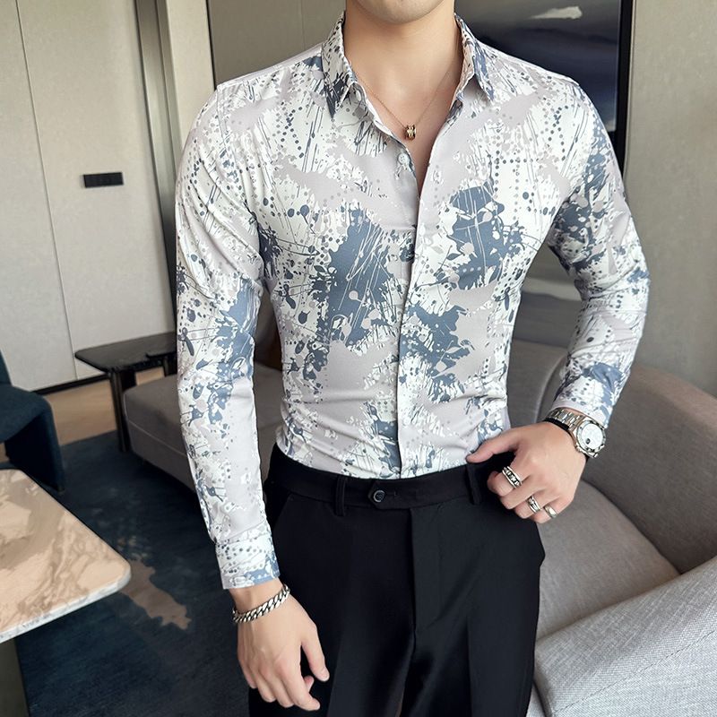 men's long-sleeved Slim-free professional business dress white men's suit shirt sweater T-shirt