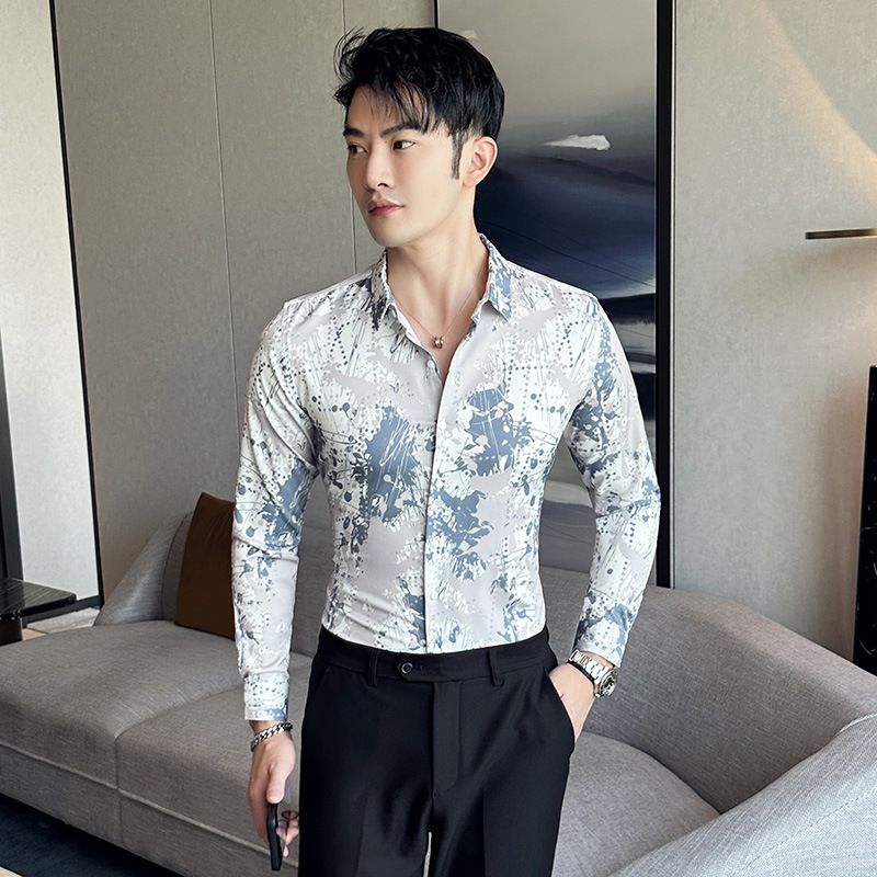 men's long-sleeved Slim-free professional business dress white men's suit shirt sweater T-shirt