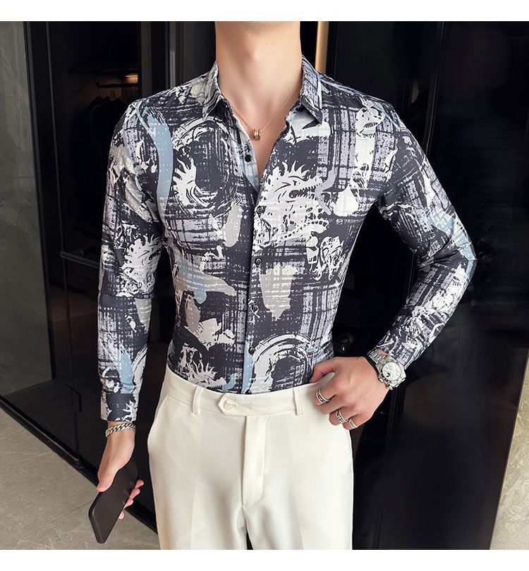 men's long-sleeved Slim-free professional business dress white men's suit shirt sweater T-shirt