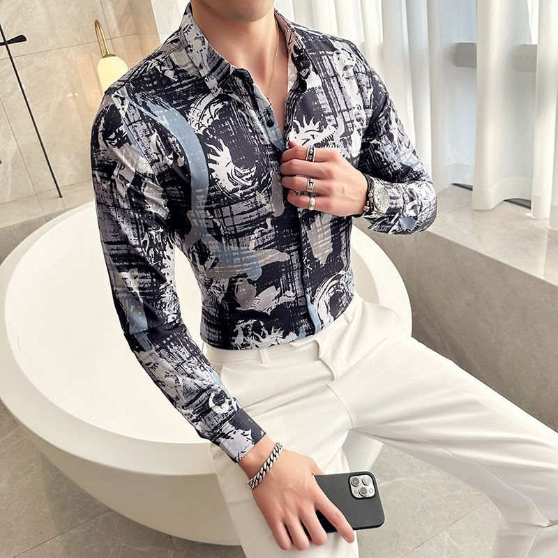 men's long-sleeved Slim-free professional business dress white men's suit shirt sweater T-shirt