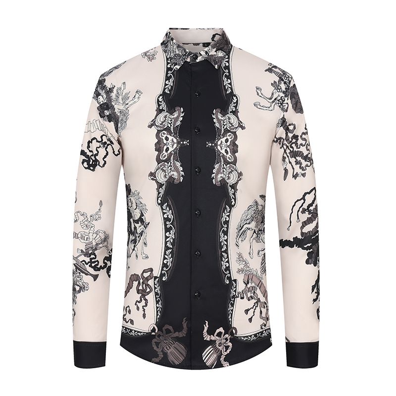 Shiny Gold Striped Satin Shirt for Men Long Sleeve Party Mens Dress Shirts Casual Club Social Shirt