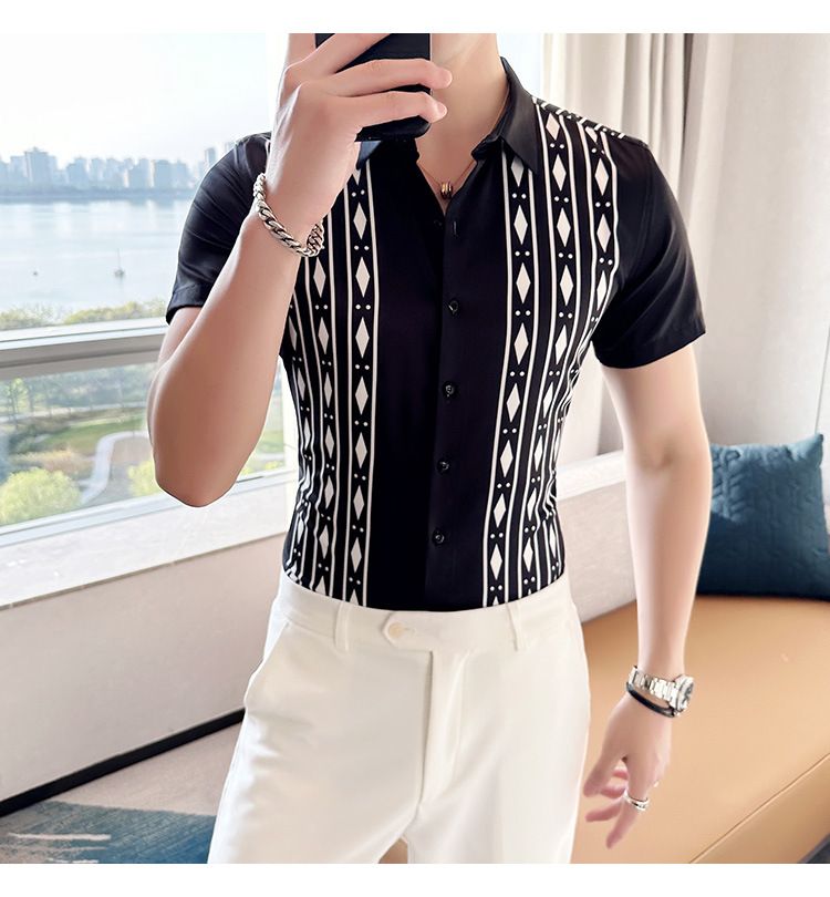 Shirt custom manufacturer summer Short sleeve new designer custom button up shirt printing men shirt