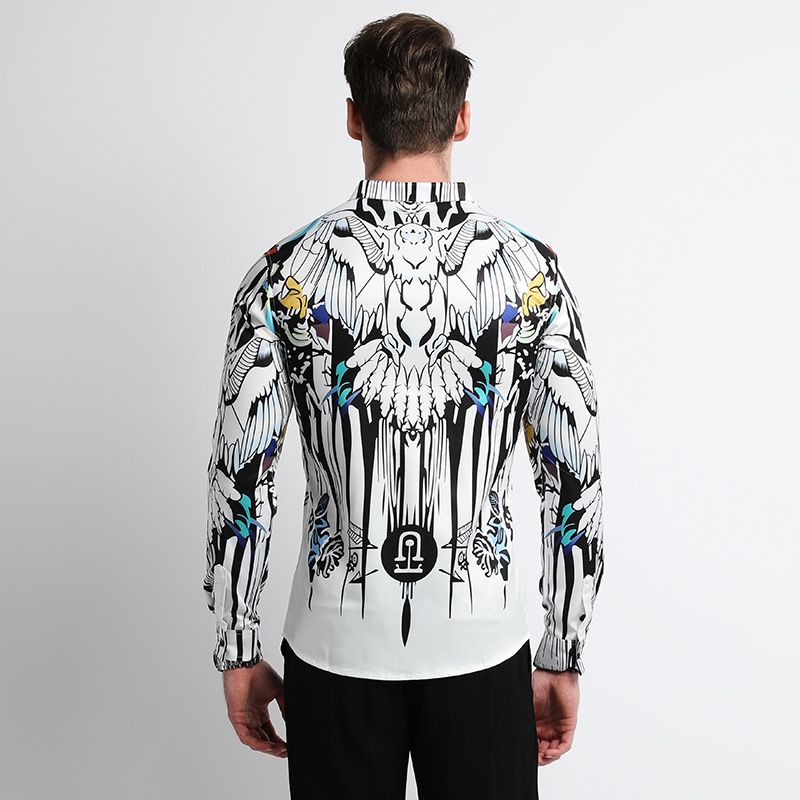 Men Clothes,Men's Slim Fitted Floral Work Vintage Printed Business Compression Office Hawaiian Long Sleeve Dress Shirts For Men