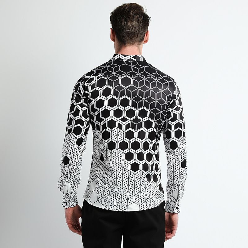 Men Clothes,Men's Slim Fitted Floral Work Vintage Printed Business Compression Office Hawaiian Long Sleeve Dress Shirts For Men