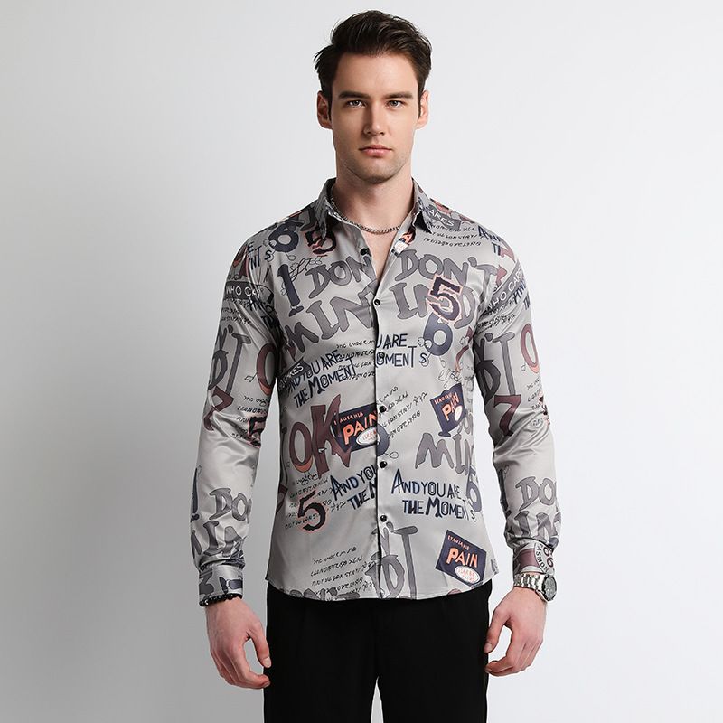 Men Clothes,Men's Slim Fitted Floral Work Vintage Printed Business Compression Office Hawaiian Long Sleeve Dress Shirts For Men