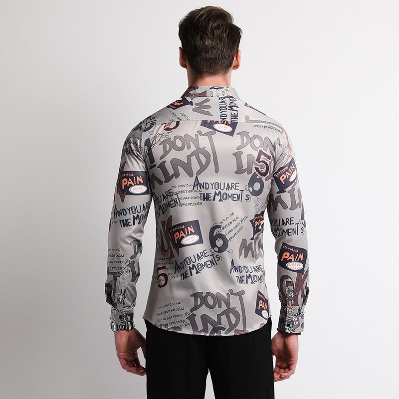 Men Clothes,Men's Slim Fitted Floral Work Vintage Printed Business Compression Office Hawaiian Long Sleeve Dress Shirts For Men