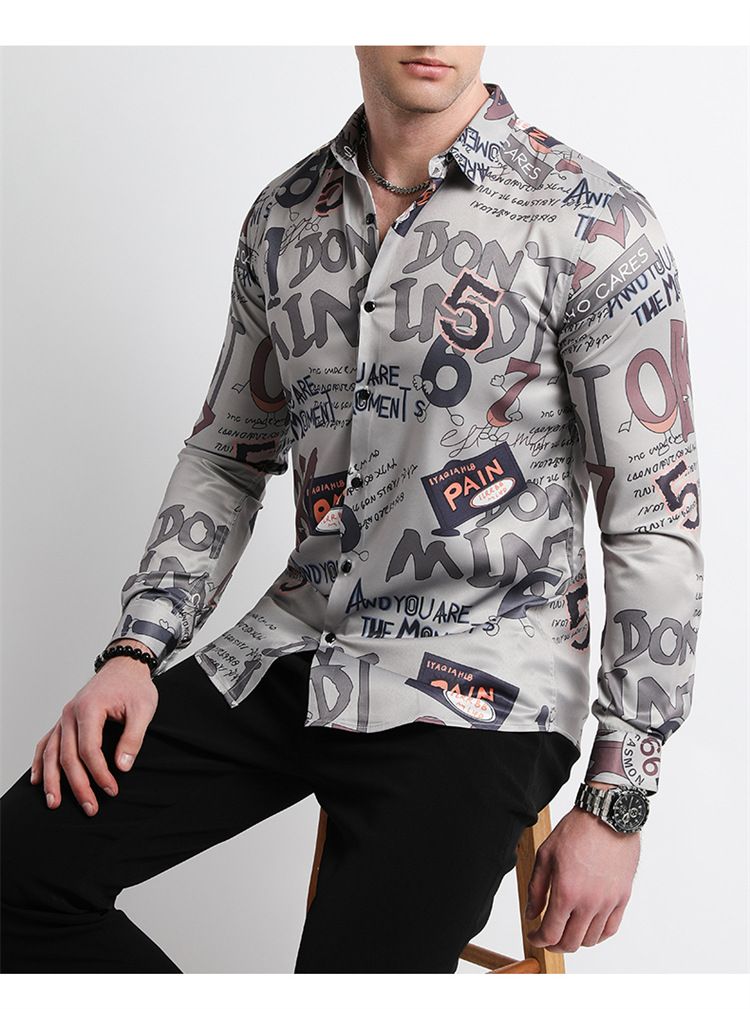 Men Clothes,Men's Slim Fitted Floral Work Vintage Printed Business Compression Office Hawaiian Long Sleeve Dress Shirts For Men