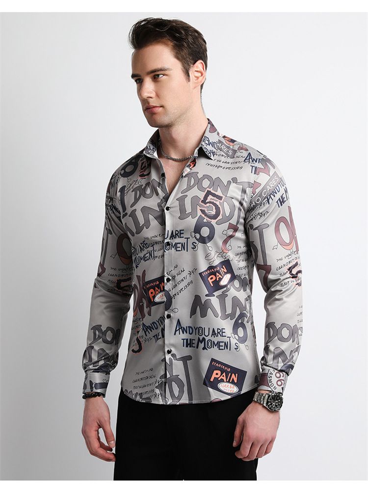 Men Clothes,Men's Slim Fitted Floral Work Vintage Printed Business Compression Office Hawaiian Long Sleeve Dress Shirts For Men