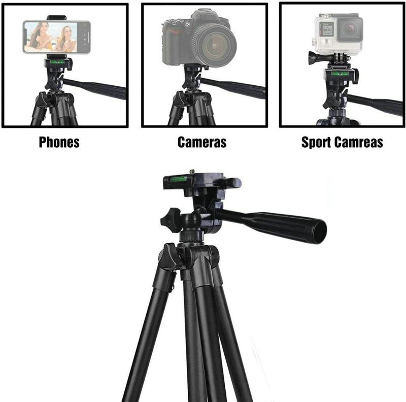 1M Phone Tripod Selfie Stick Camera Tripod Adjustable Tripod Stand with Wireless Remote and Phone Holder Compatible with iPhone Android Phone for Selfies Live Stream Video Vlogging