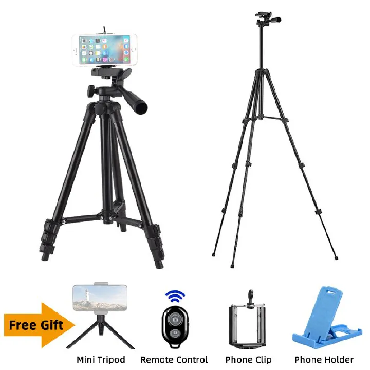 1M Phone Tripod Selfie Stick Camera Tripod Adjustable Tripod Stand with Wireless Remote and Phone Holder Compatible with iPhone Android Phone for Selfies Live Stream Video Vlogging