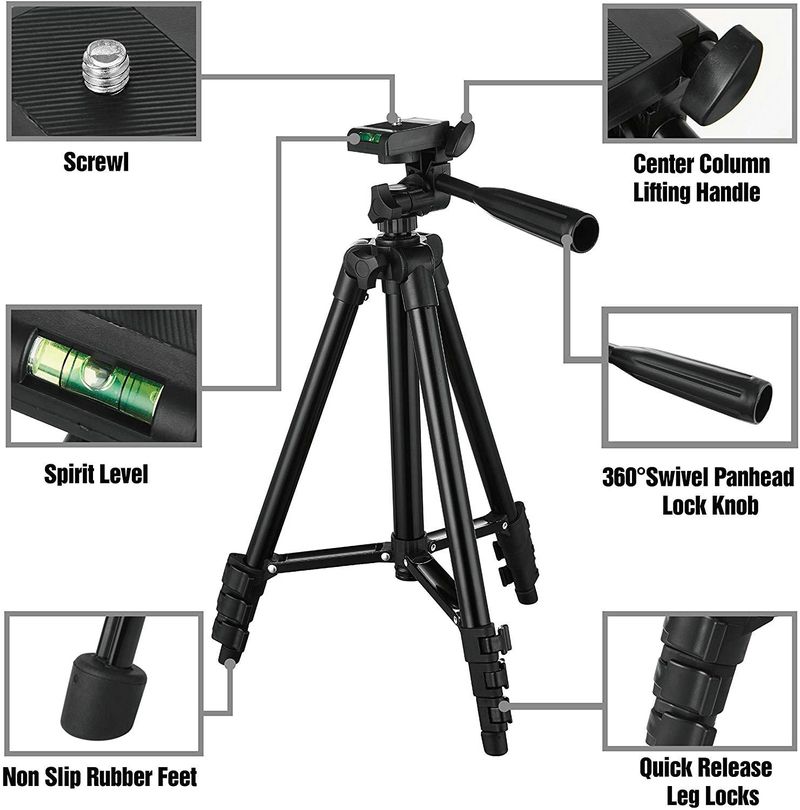 1M Phone Tripod Selfie Stick Camera Tripod Adjustable Tripod Stand with Wireless Remote and Phone Holder Compatible with iPhone Android Phone for Selfies Live Stream Video Vlogging