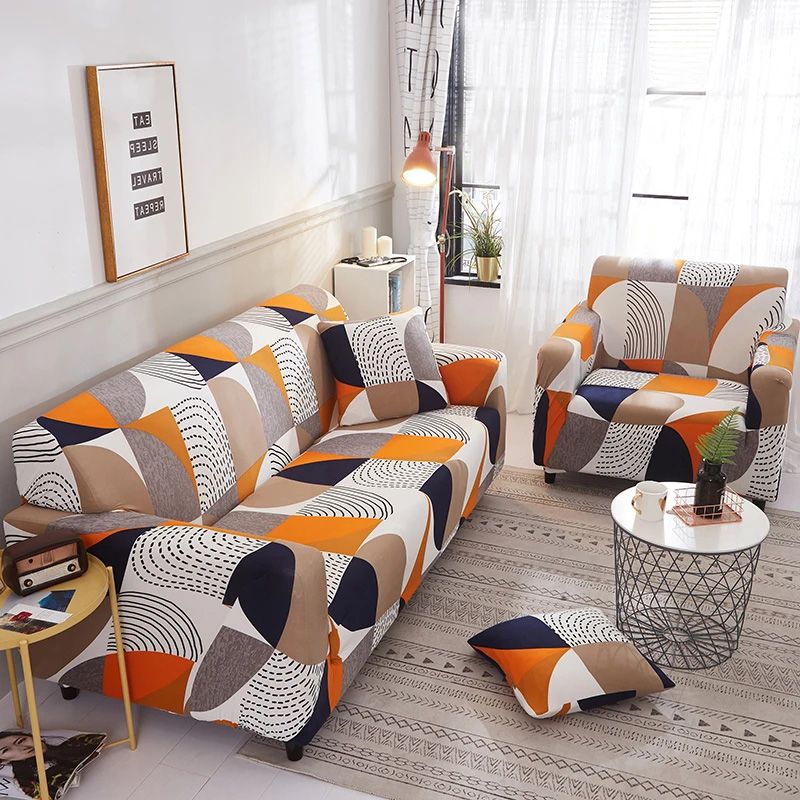 Stretch Plaid Sofa Slipcover Elastic Sofa Covers For Living Room Geometric Sofa Covers Armchair Couch Cover Home Decor 1/2/3/Seater