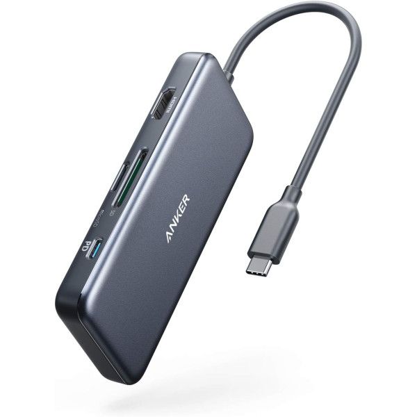 Anker USB C Hub, PowerExpand+ 7-in-1 USB C Hub Adapter, with 4K HDMI, 100W Power Delivery, USB-C and 2 USB-A 5Gbps Data Ports, microSD and SD Card Reader, for MacBook Air, MacBook Pro, XPS, and More