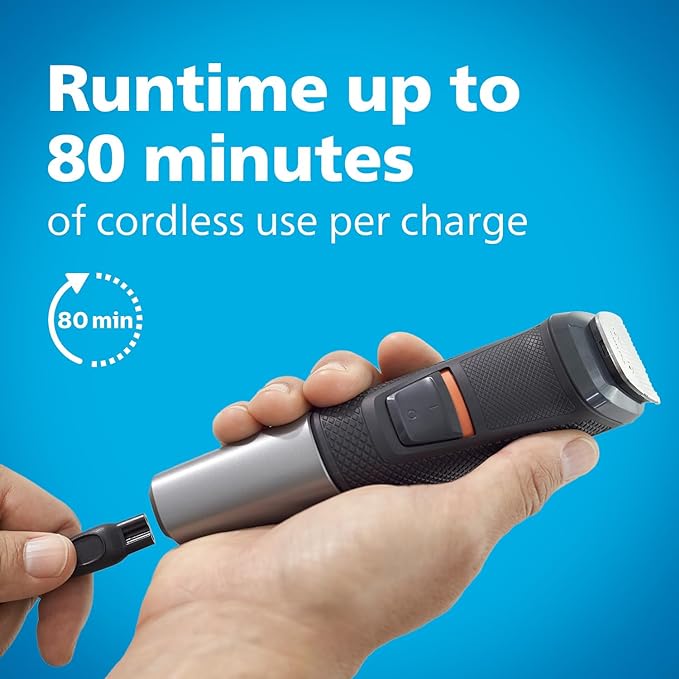 Philips 11-in-1 Multigroom 5000 Series | Ultimate Trimmer for Men |All-in-One Solution| Precision Beard Trimmer |Hair Trimmer|Body Groomer| Ear & Nose Hair Trimmer |Self-Sharpening Metal