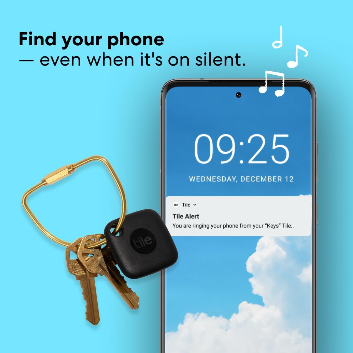 Tile Mate 1-Pack. Black. Bluetooth Tracker, Keys Finder and Item Locator for Keys, Bags and More; Up to 250 ft. Range. Water-Resistant. Phone Finder. iOS and Android Compatible.