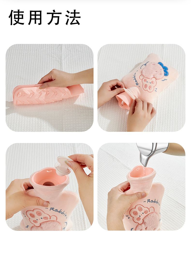 1000ml Hot Water Bag With Cloth Cover Hot Water Bottle Cute Portable Hotwater Warmer Screw Foot & Hand Care