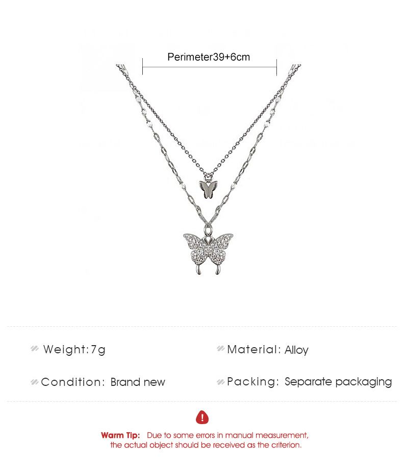 Butterfly Necklace Double Layer Rust-proof Alloy Necklaces Chains