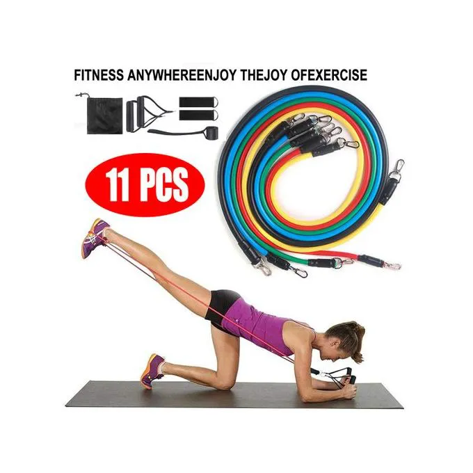 11 Pcs/Set Resistance Exercising Band/Yoga Rope Pull Puller Set Muscle Training Band Stretch Set