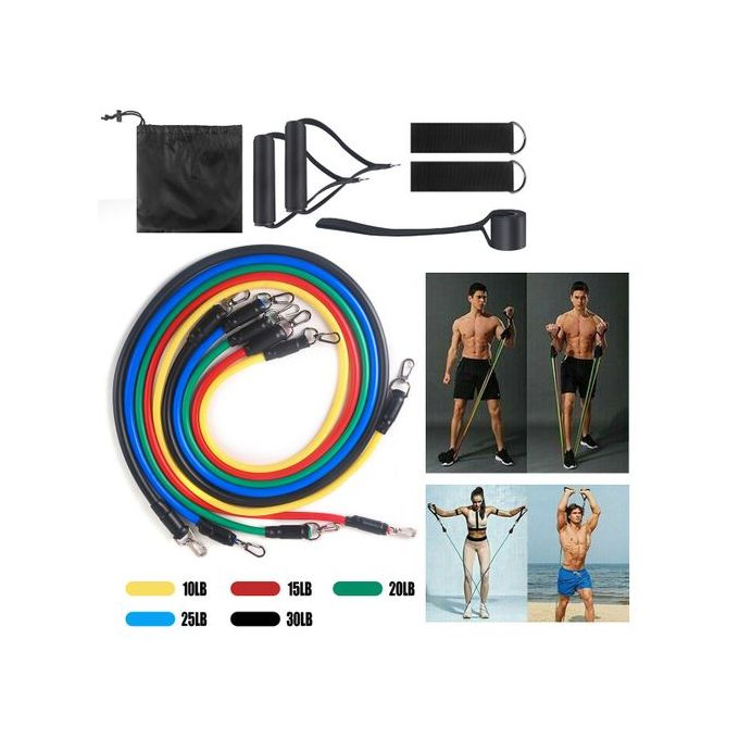 11 Pcs/Set Resistance Exercising Band/Yoga Rope Pull Puller Set Muscle Training Band Stretch Set
