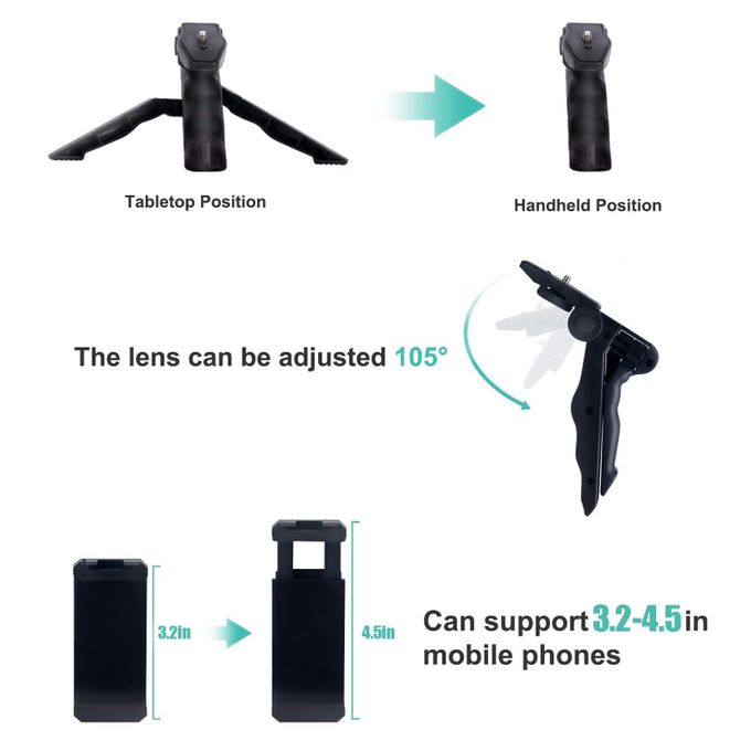 Selfie Stick Vlog Bluetooth  Kit With LED Video Light Microphone Tripod