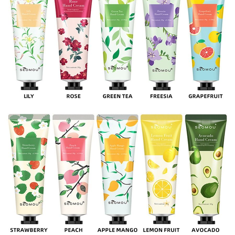 10 PCS Hand Cream Moisturizing and Smooth Hands Containing Freesia Lily Orange Grapefruit Strawberry Essential Oil Suitable For Daily Skin Care