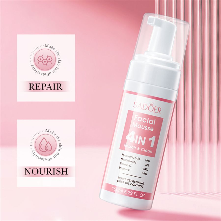 2pcs   Facial Multi-Effect Cleansing Mousse Cleansing Foam cleanser 150ML+ Face Essence Original Serum niacinamide Vitamin C Vitamin E Serum 30ML skin Care