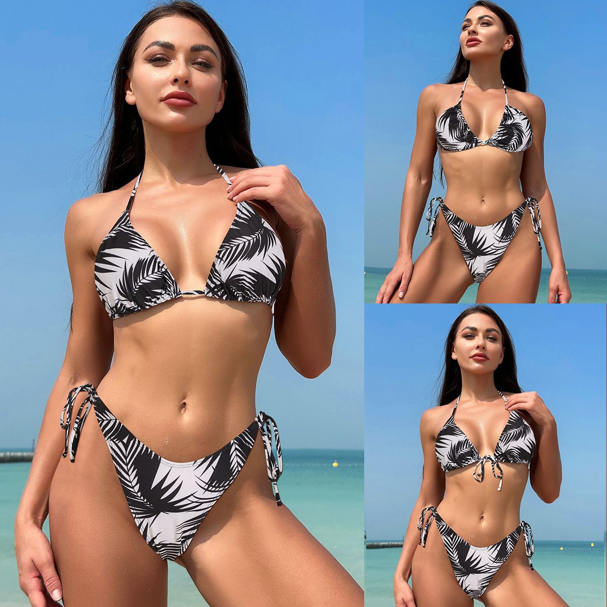 2024 New Swimsuit for Women European and American Sexy Three-point Backless Strap ins Style Bikini Swimsuit Bikini