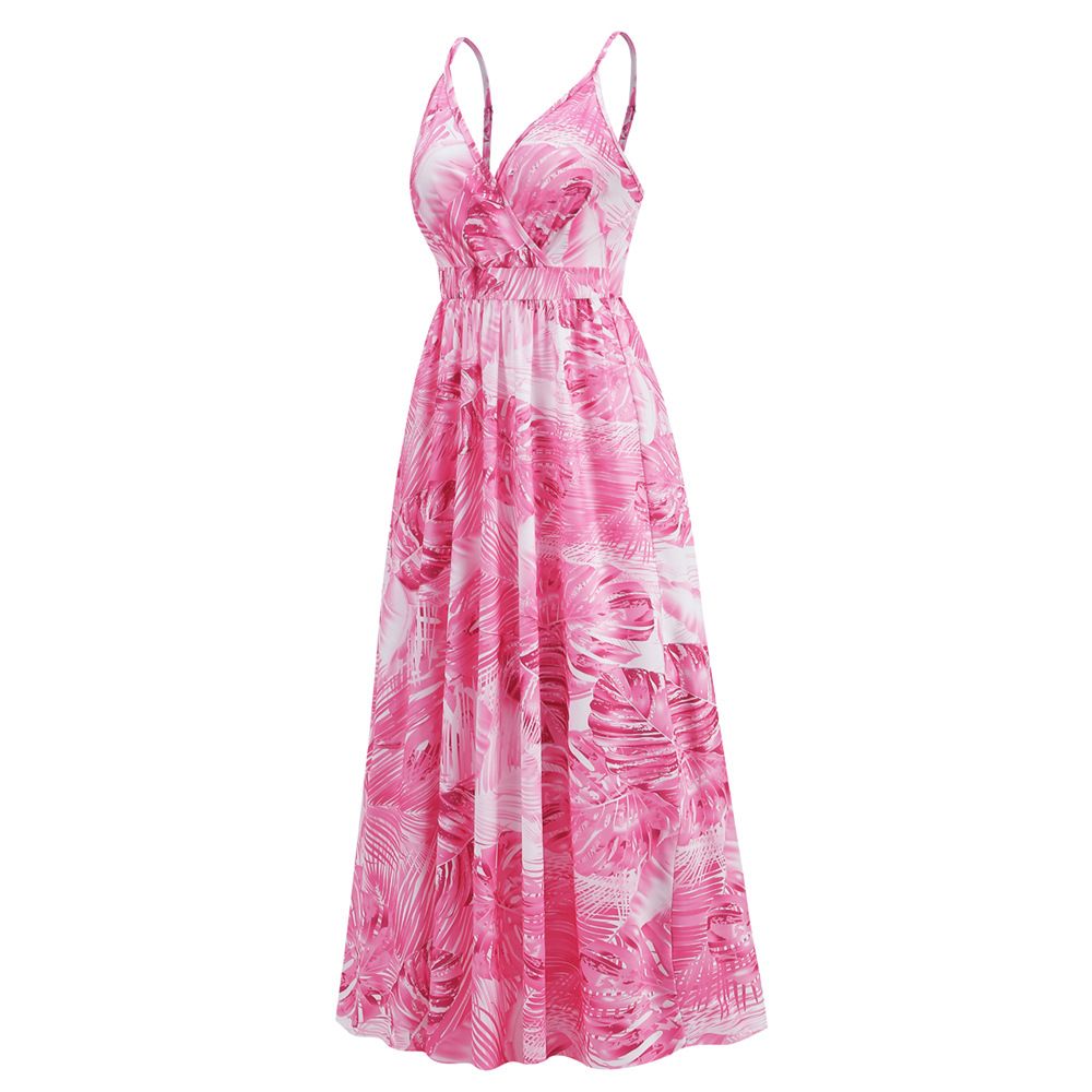 2024 Women's New Boho Print Maxi Dress Amazon Sexy V-neck Halters Dress