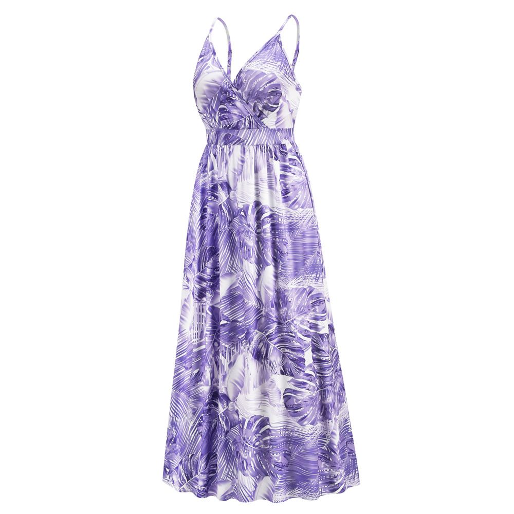 2024 Women's New Boho Print Maxi Dress Amazon Sexy V-neck Halters Dress