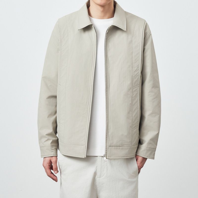 2024New Jacket Men Simple Solid Color Men's Coat Mermack Vertical Texture Lapel