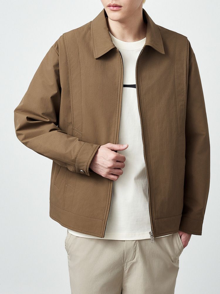 2024New Jacket Men Simple Solid Color Men's Coat Mermack Vertical Texture Lapel