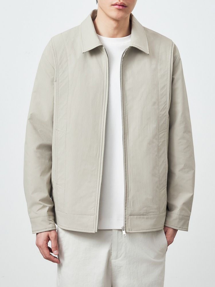 2024New Jacket Men Simple Solid Color Men's Coat Mermack Vertical Texture Lapel