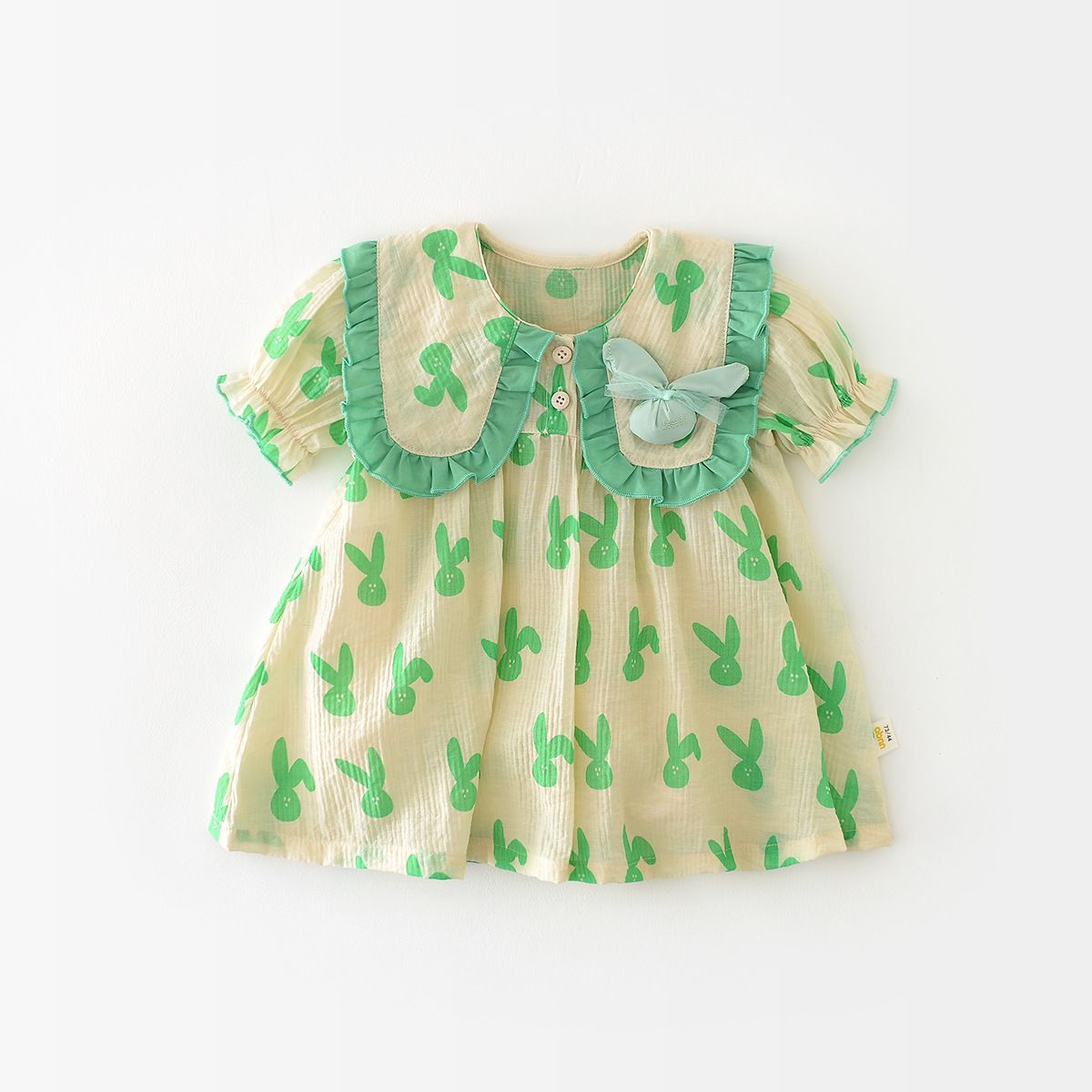 Girls Summer Dress Baby Sweet Wind Cartoon Bunny Thin Skirt Little Girl Cute Short Sleeve Skirt