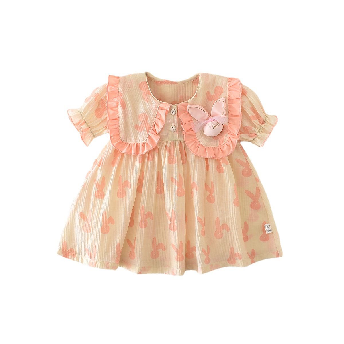 Girls Summer Dress Baby Sweet Wind Cartoon Bunny Thin Skirt Little Girl Cute Short Sleeve Skirt