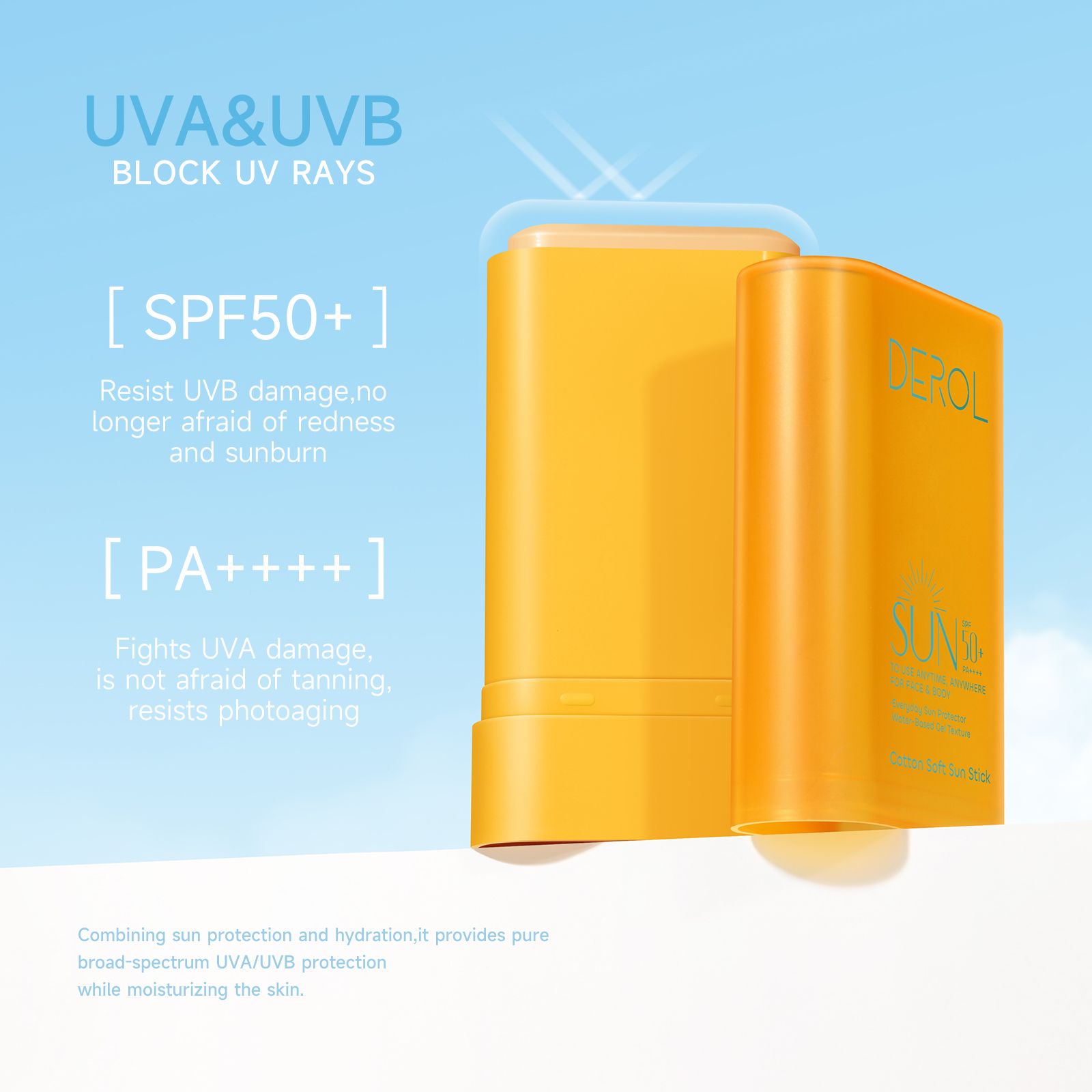 16G Cotton Soft Skin Care Sunscreen and Aftersun Sun Stick with SPF50+ PA++++ effortlessly smooth Sun care Universal sunscreen sticks European and American best-selling sunscreen
