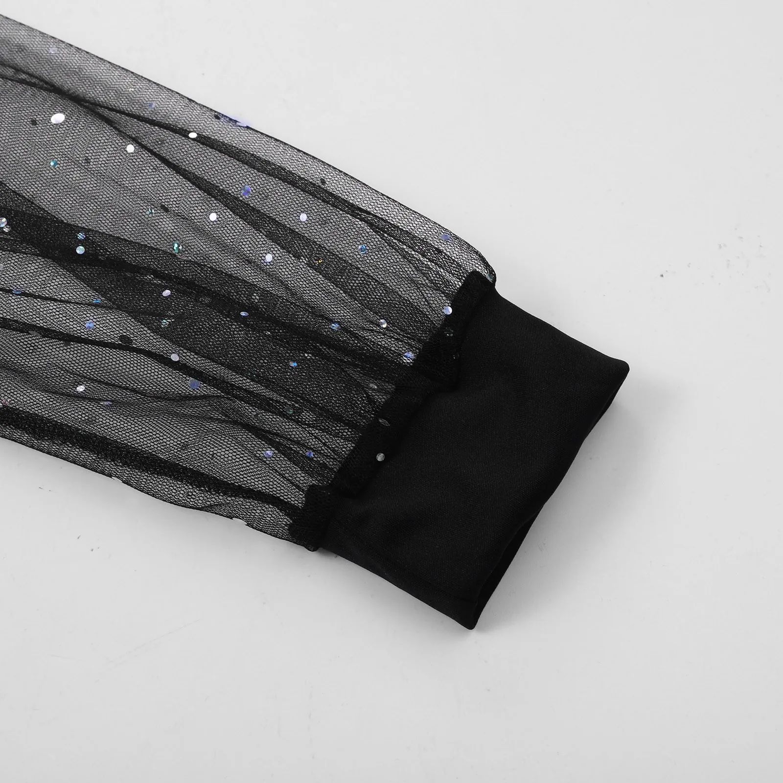 Shinny Sequin Party Dress Women Elegant Split Plunging Neck Fishtail Dress Black Mesh Fashion Evening Maxi Dresses