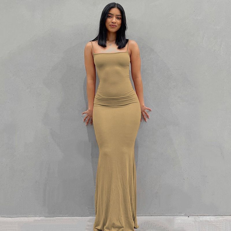 Fashion Sexy Skims Dress Backless Evening Maxi Dress Women Party Club Ladies Bodycon Peach Hip Elegant Long Dresses For Woman