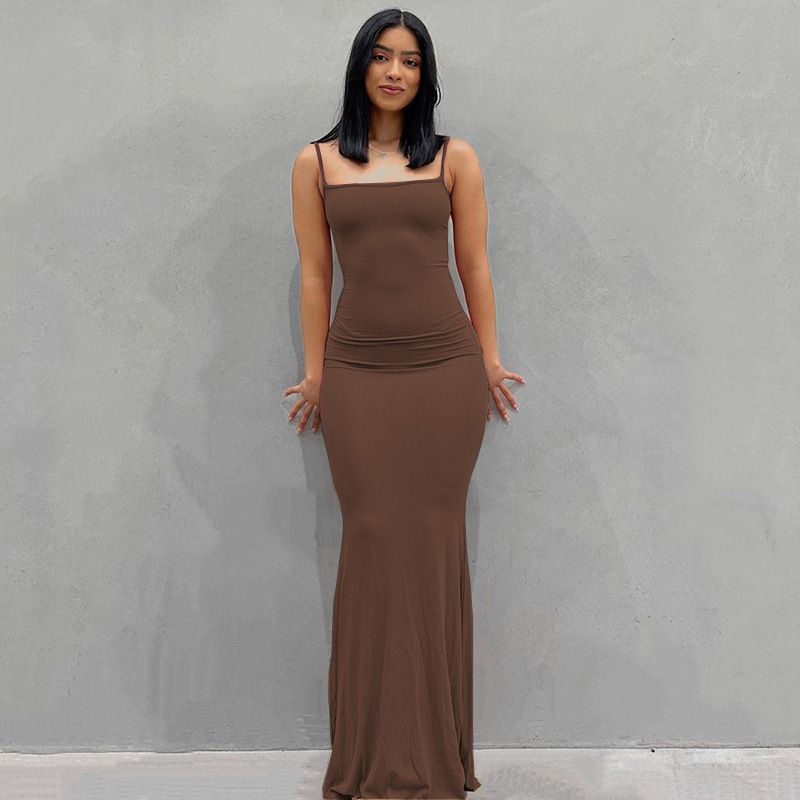 Fashion Sexy Skims Dress Backless Evening Maxi Dress Women Party Club Ladies Bodycon Peach Hip Elegant Long Dresses For Woman