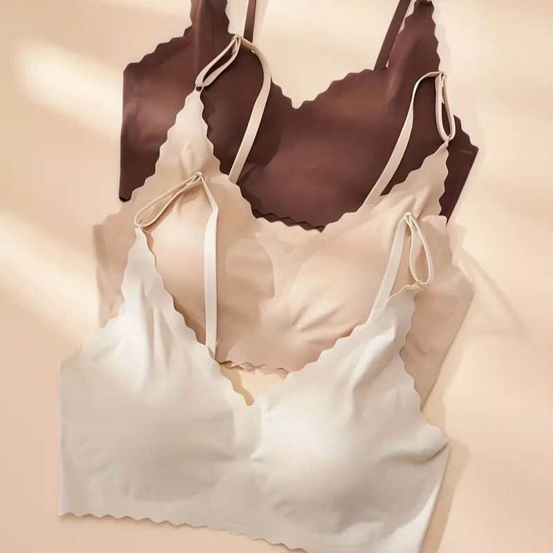 3pcs Seamless Bras Underwear Women's Bra Lotus Edge Comfortable Breathable Fitness Vest Wirefree Seamless Sports Bra